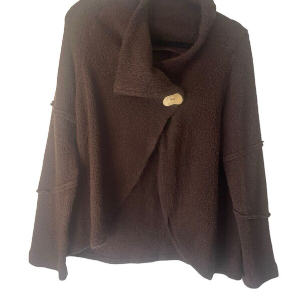 True Grit Women's Size Large Brown Chunky Button Hippie Knit Sweater - Picture 7 of 11